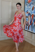 PatBO Vestido Midi Rojo con Estampado Floral