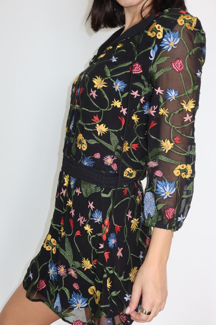 Alice + Olivia Floral Embroidered Dress