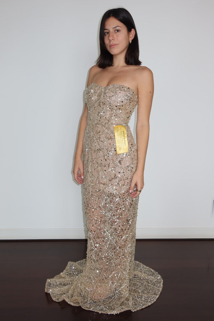 Bronx & Banco Champagne Sequin Gown