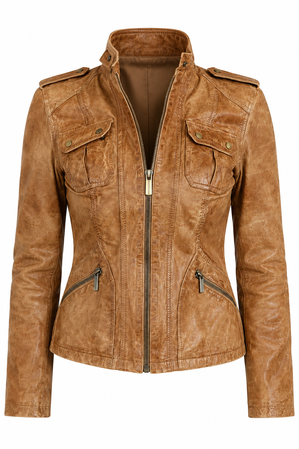 Michael Kors Tan Leather Moto Jacket