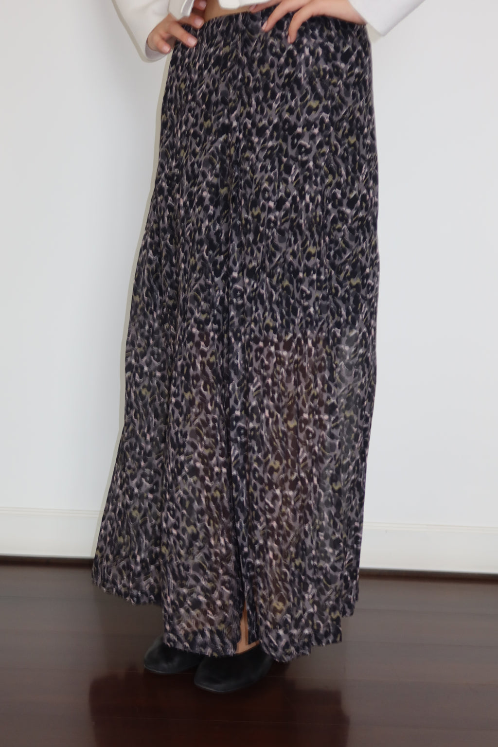 All Saints Flowy Leopard-Print Maxi Skirt