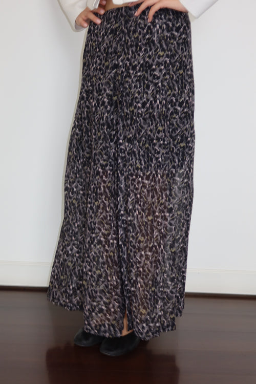 AllSaints Flowy Leopard-Print Maxi Skirt