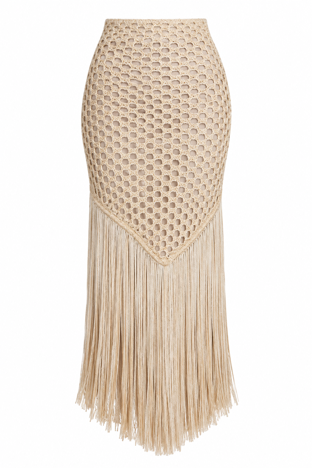 A.L.C. Ivory Crochet Fringe Midi Skirt
