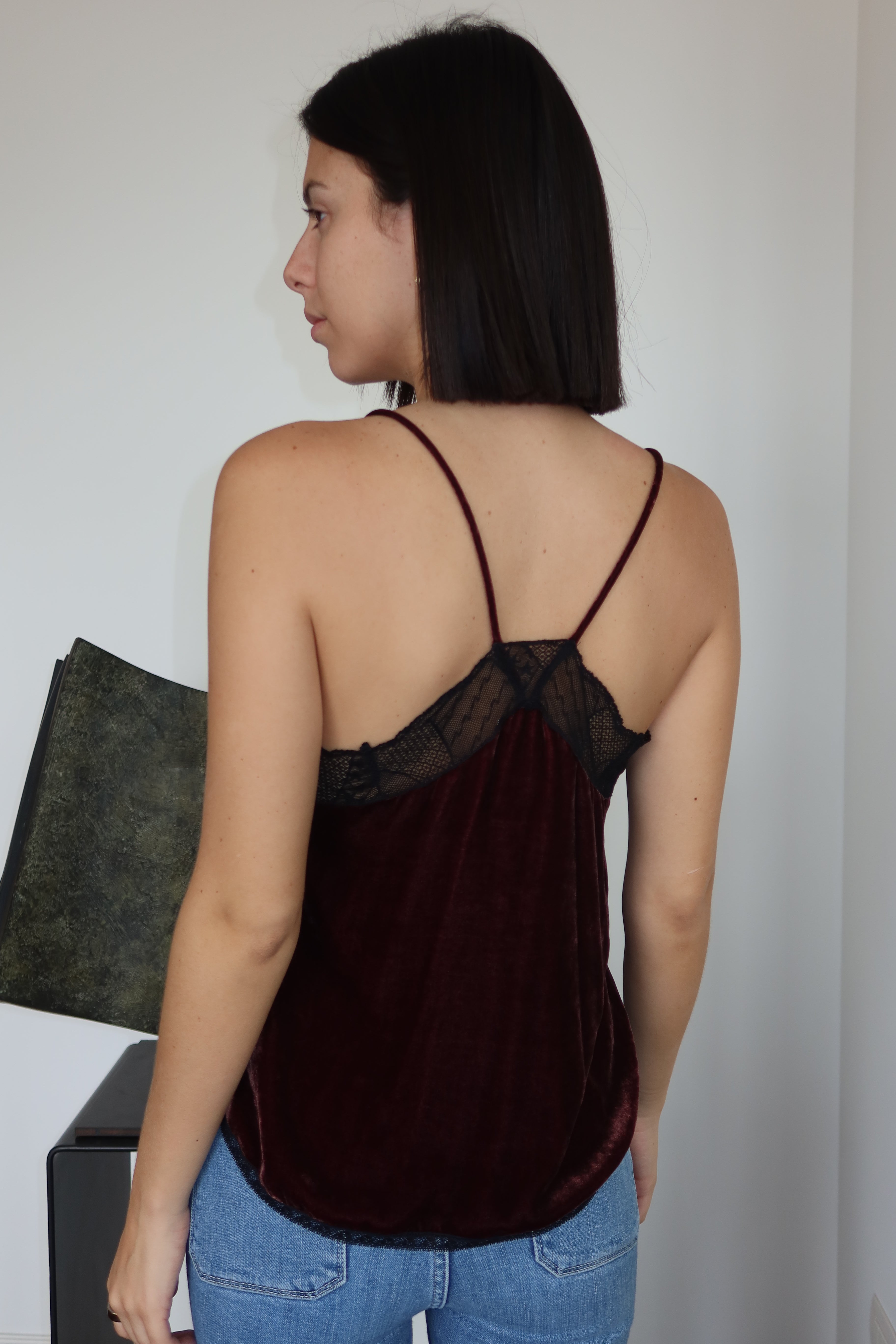 Zadig & Voltaire Velvet Lace-Trim Camisole