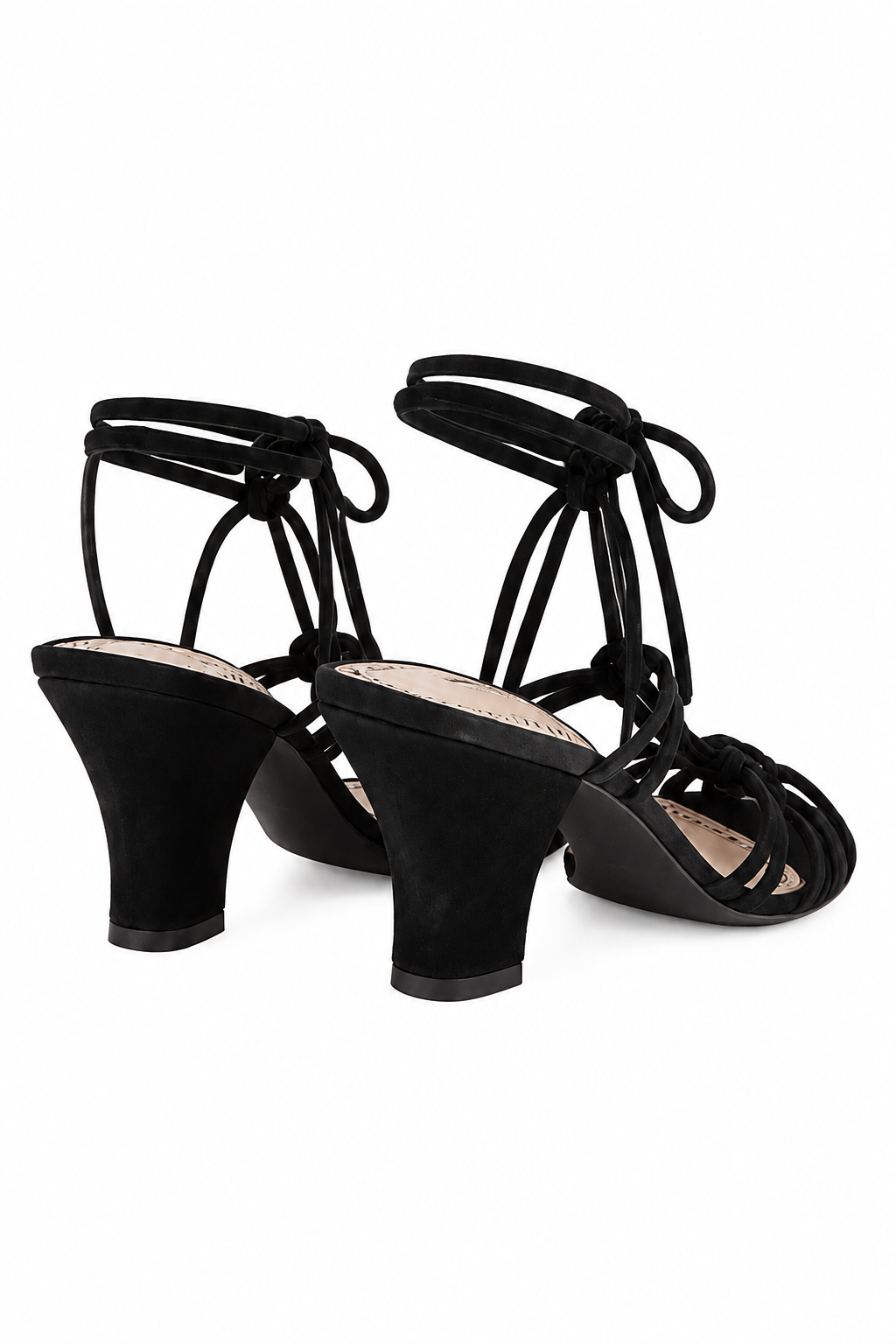Manolo Blahnik Black Suede Lace-Up Sandals
