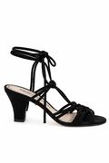 Manolo Blahnik Black Suede Lace-Up Sandals