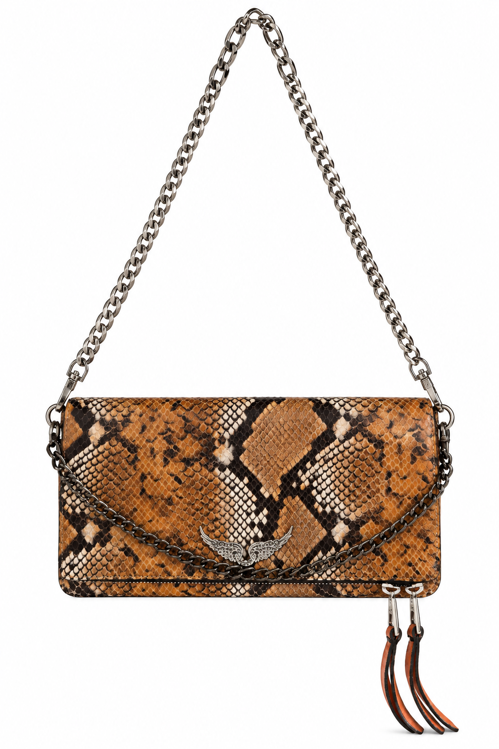 Zadig & Voltaire Brown Snake-Effect Chain Bag
