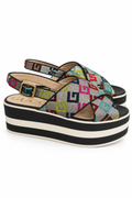 Gucci Multicolor Platform Slingback Sandals