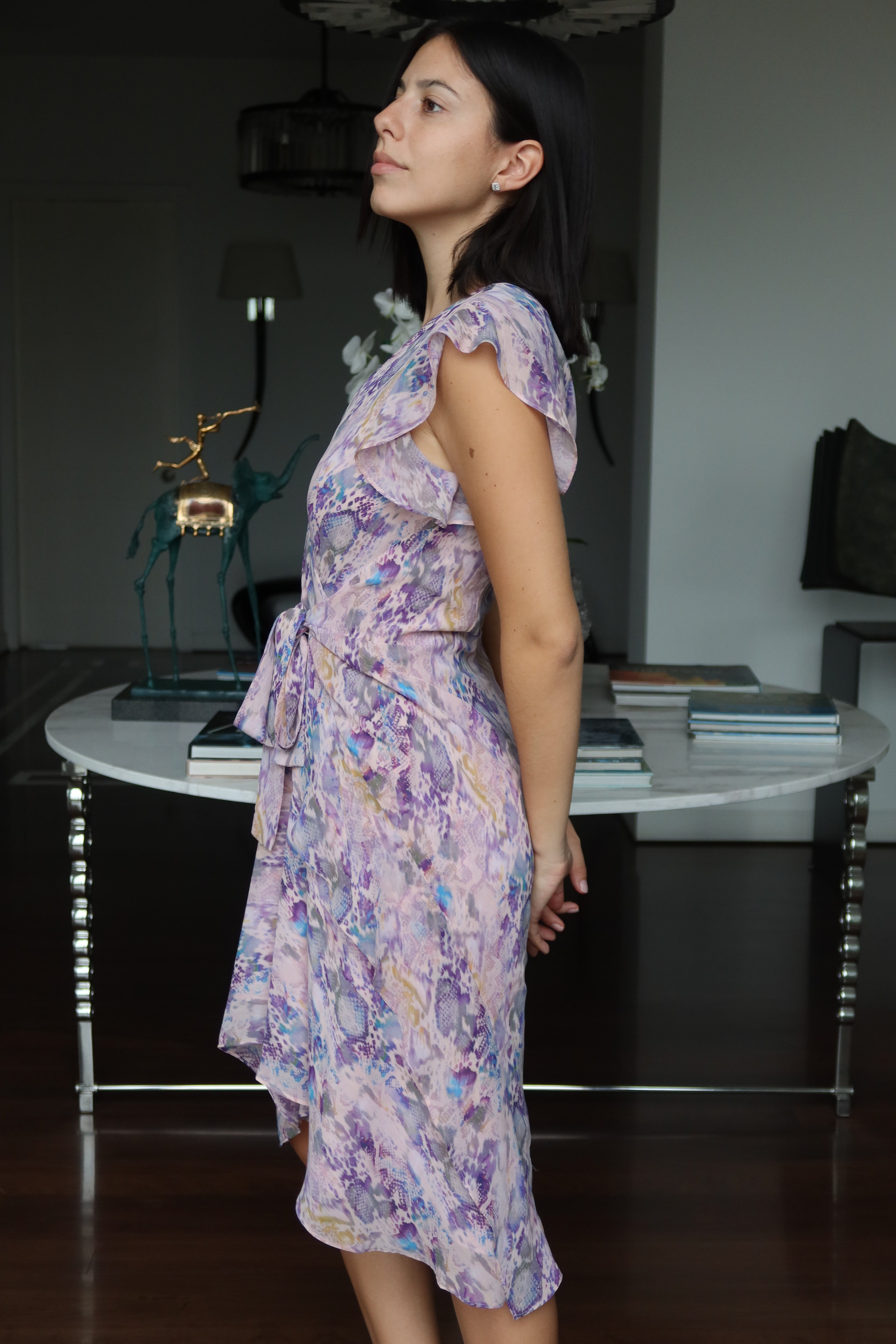 Vestido Cruzado con Estampado de Serpiente AllSaints