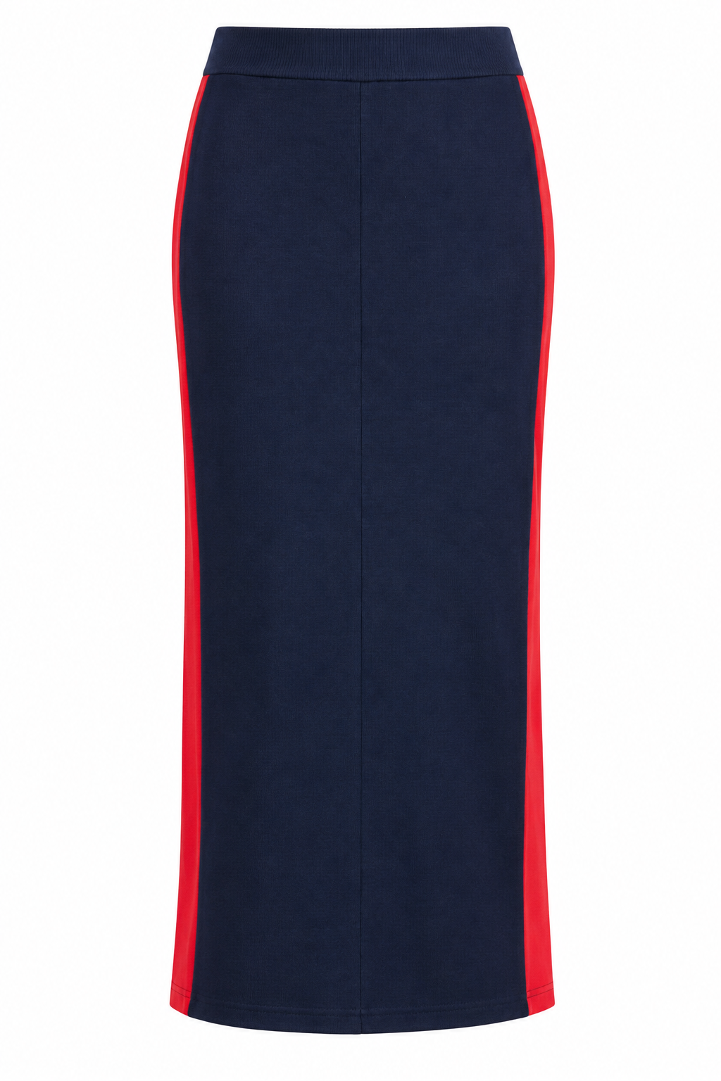 Stella McCartney Navy Blue Maxi Skirt with Red Side Stripes