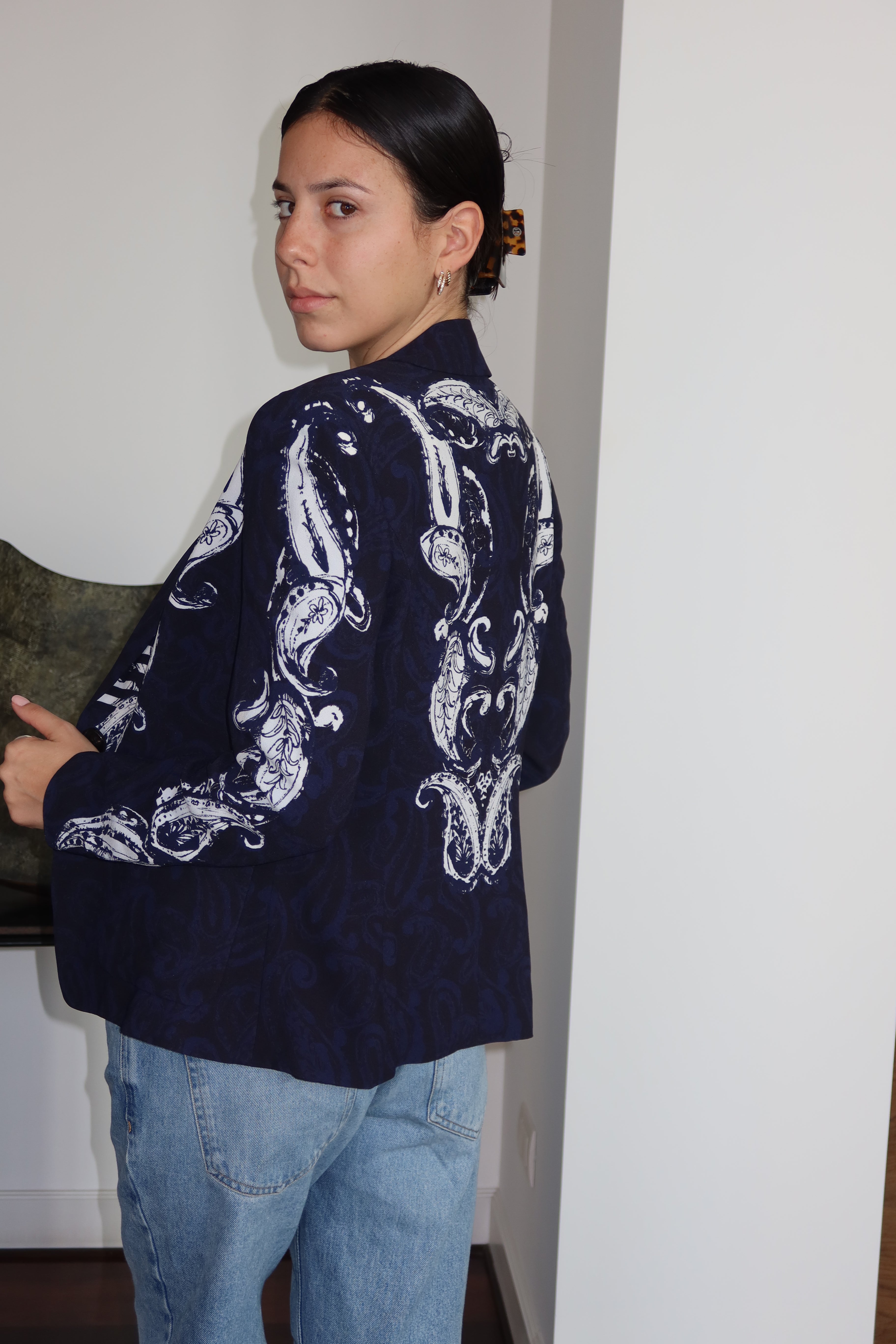 Escada Blue Printed Blazer