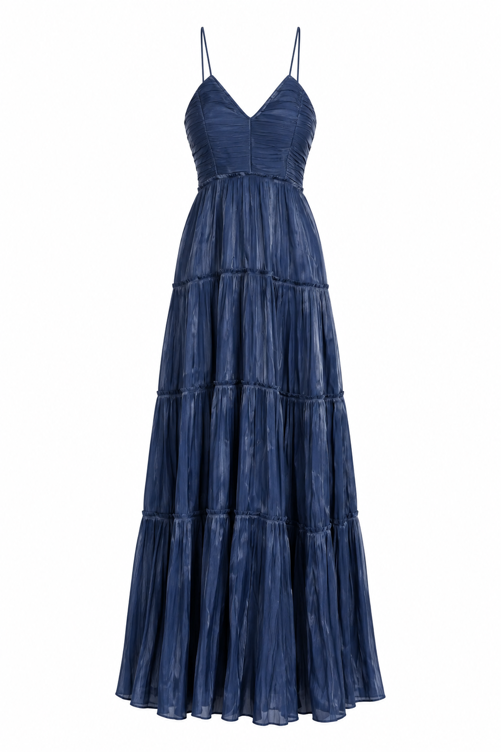 OPT Vestido Maxi Galter Plisado Azul Marino
