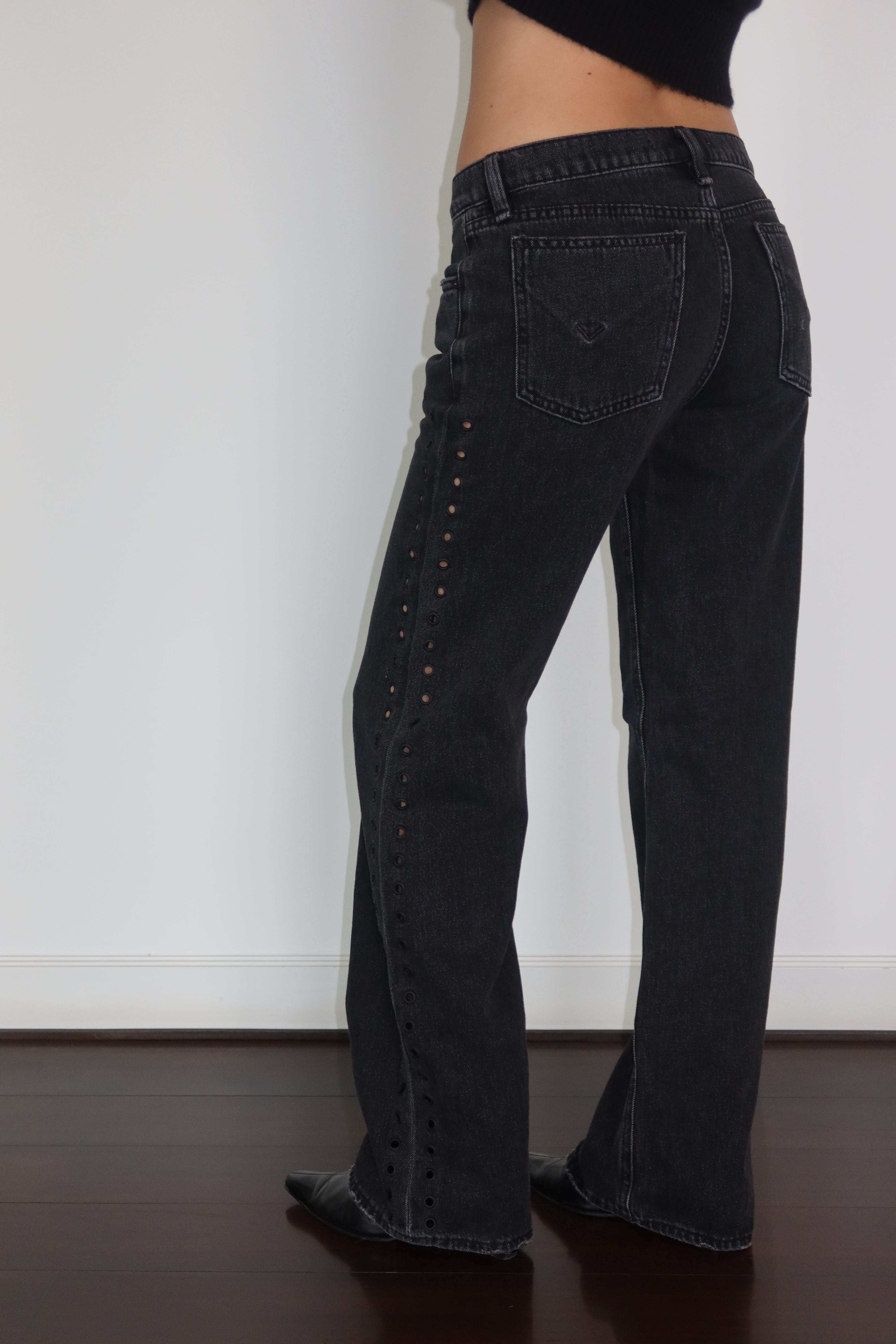 Hudson Low-Rise Grommet Jeans