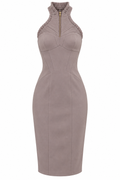 Vestido Karen Millen Malva Halter con Detalle Plisado