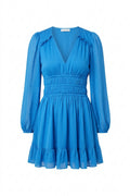 Maje Vestido Mini Fruncido Azul