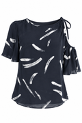 Joie Navy Cold-Shoulder Top