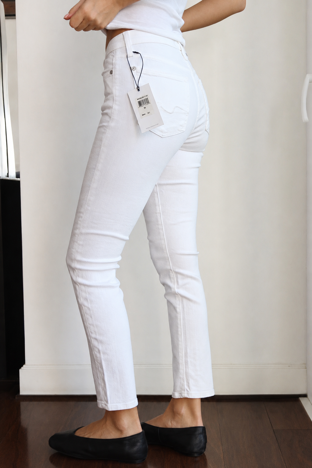 7 For All Mankind White Slim Straight Jeans