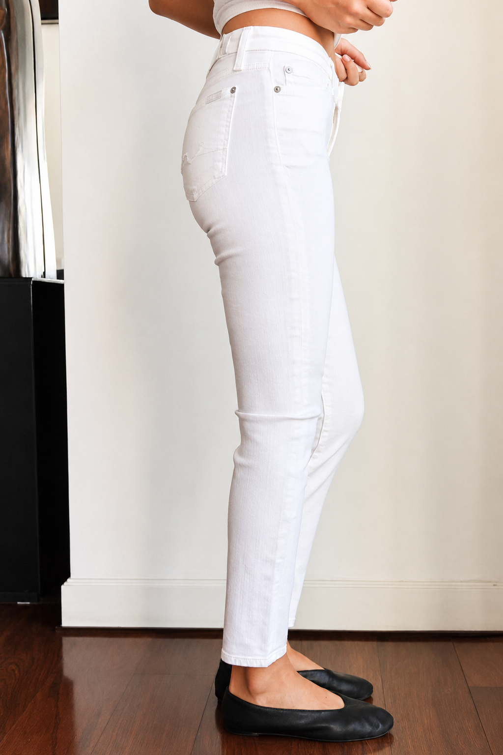 7 For All Mankind White Slim Straight Jeans