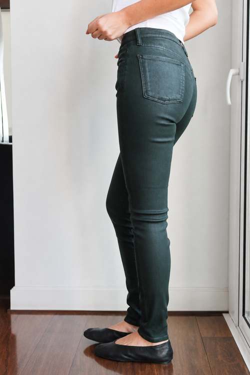 7 For All Mankind Forest Green Coated Skinny Jeans
