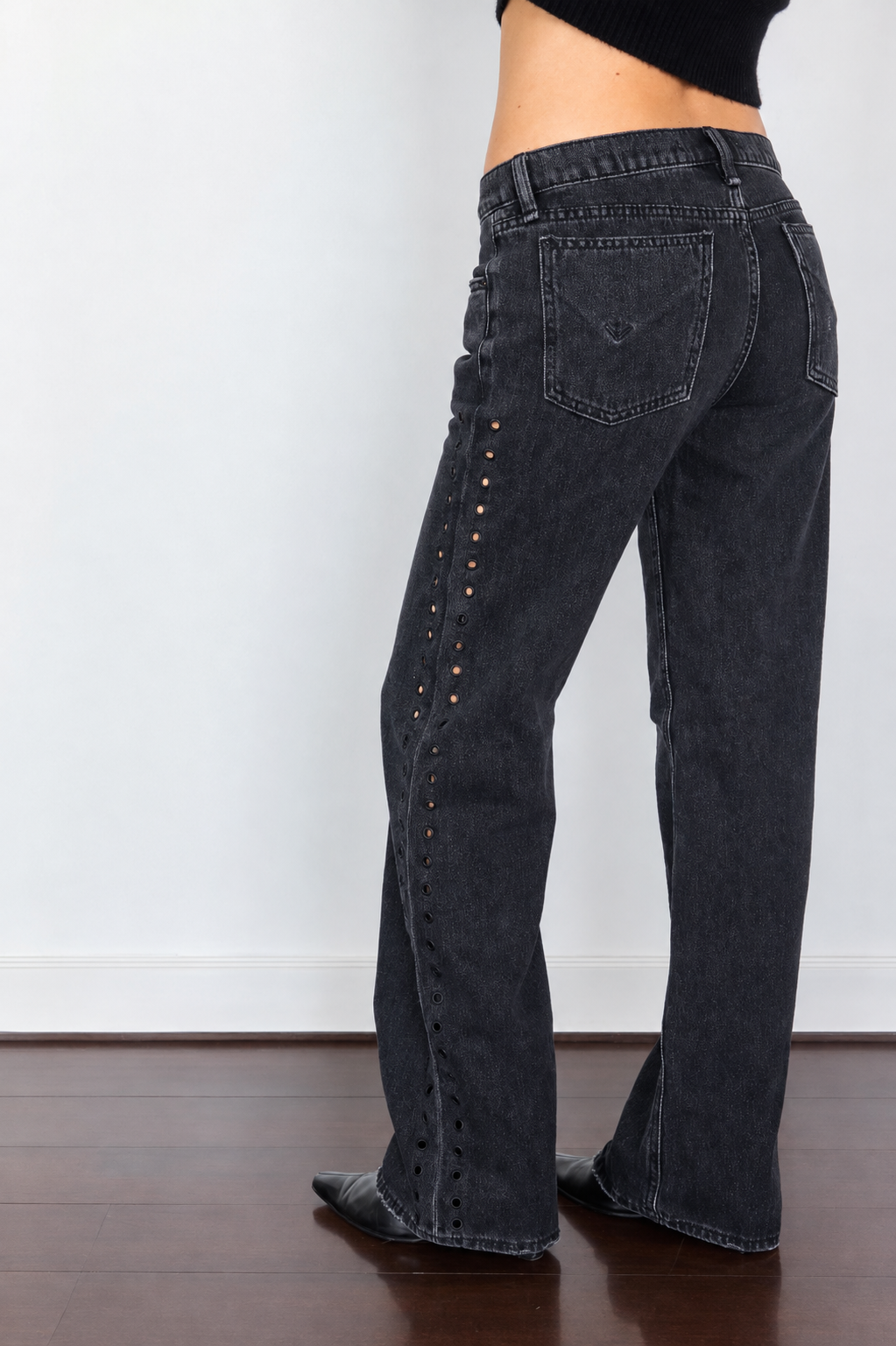 Hudson Low-Rise Grommet Jeans