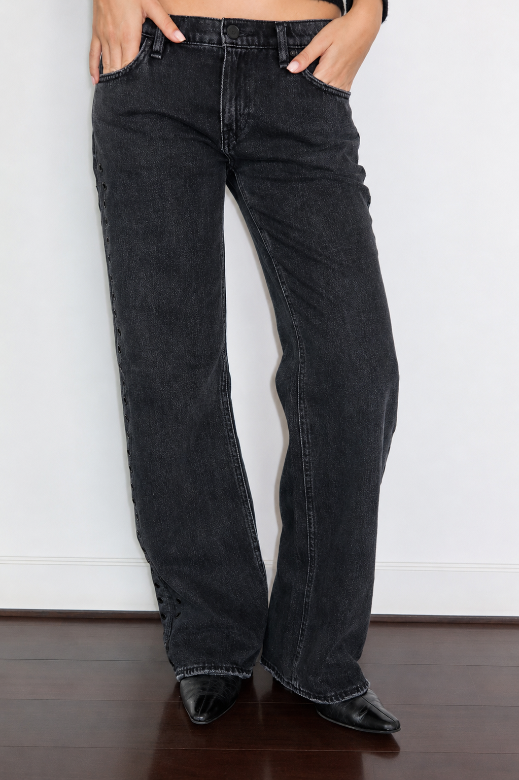 Hudson Low-Rise Grommet Jeans