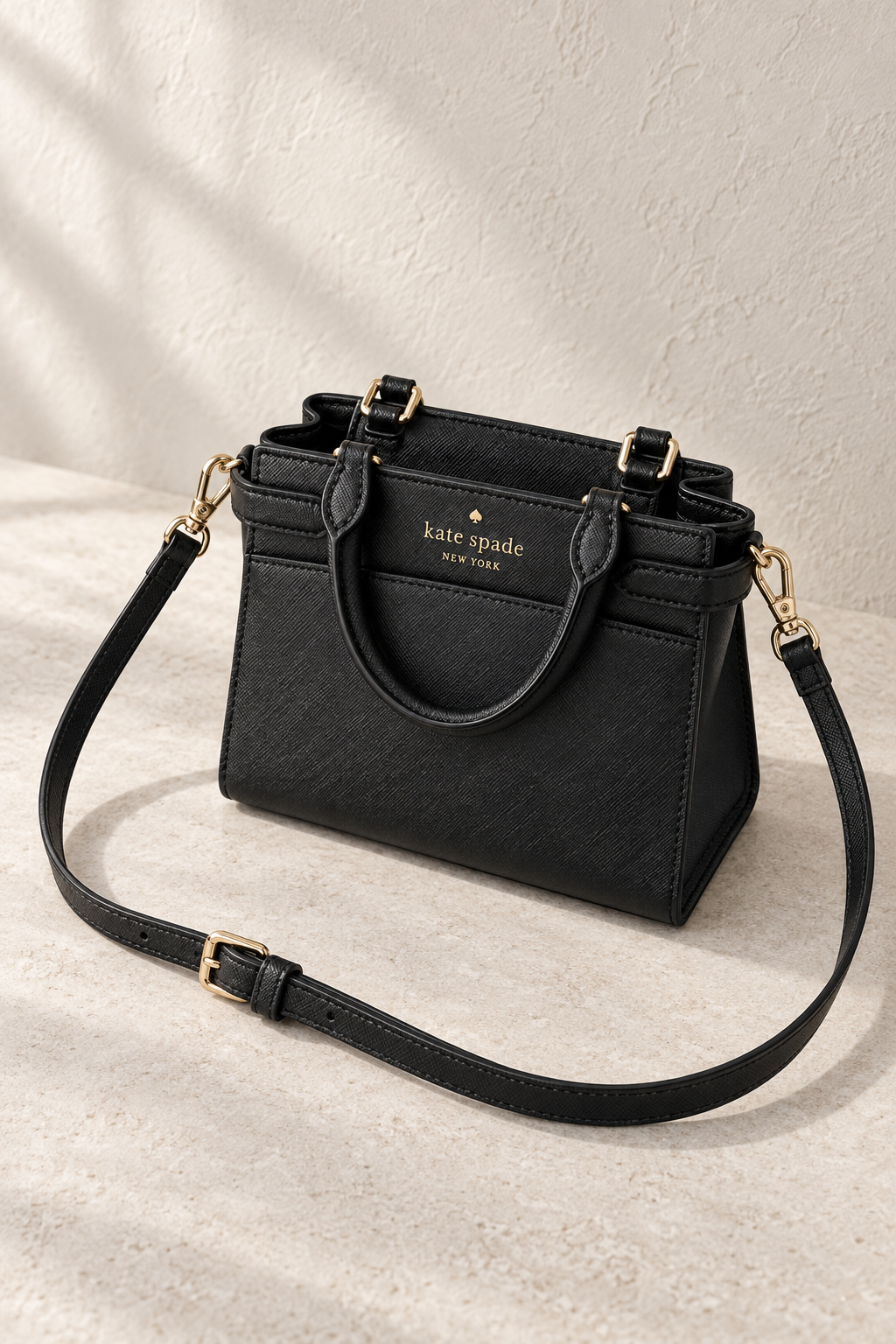 Bolso Crossbody Negro de Cuero de Kate Spade