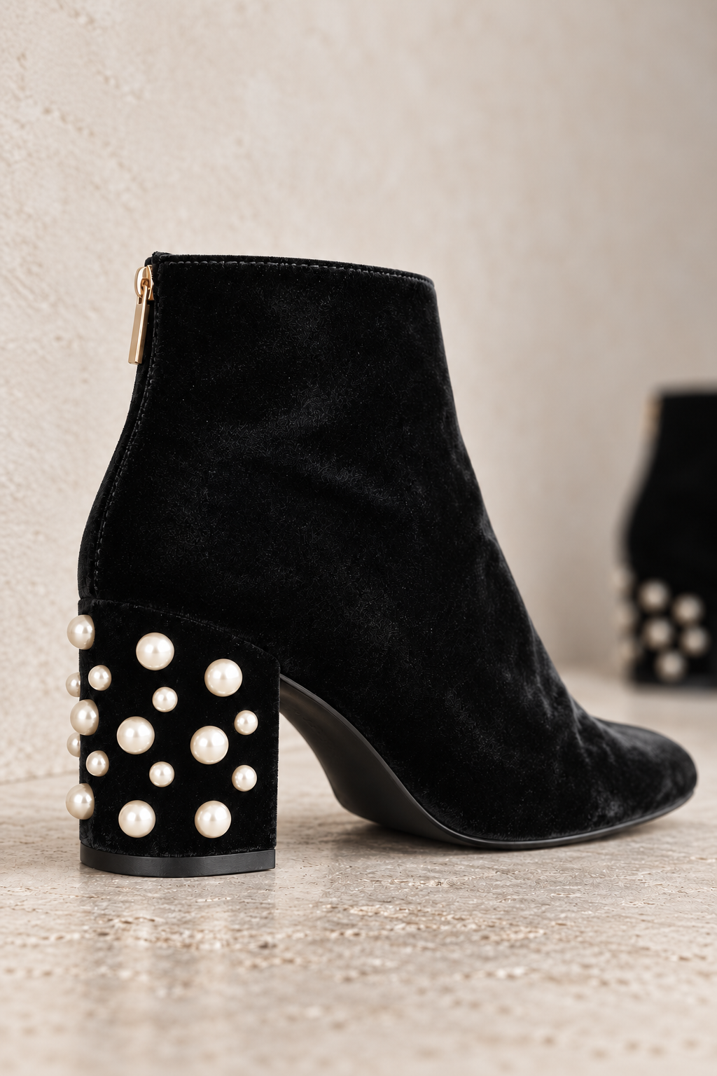 Stuart Weitzman Black Pearl Heel Ankle Boots