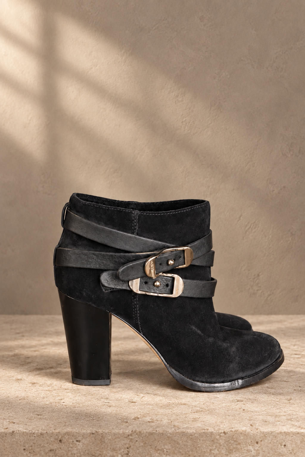 Jimmy Choo Black Suede Buckle Ankle Boots