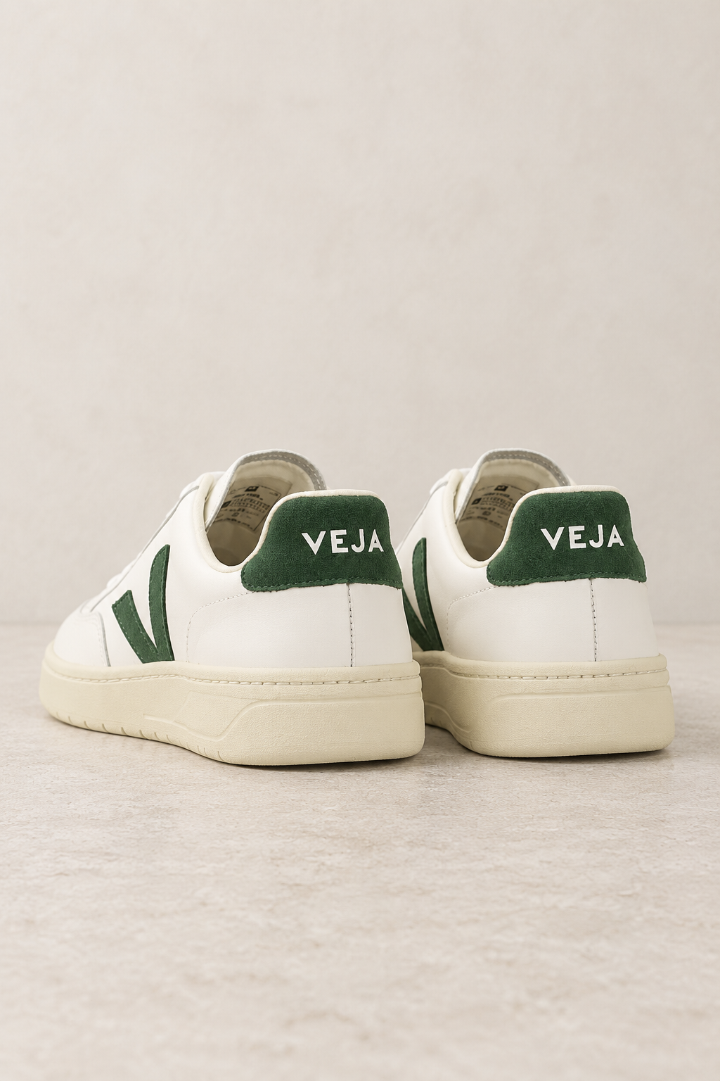 Veja White and Dark Green Sneakers