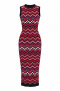 Missoni Red Chevron Knit Midi Dress