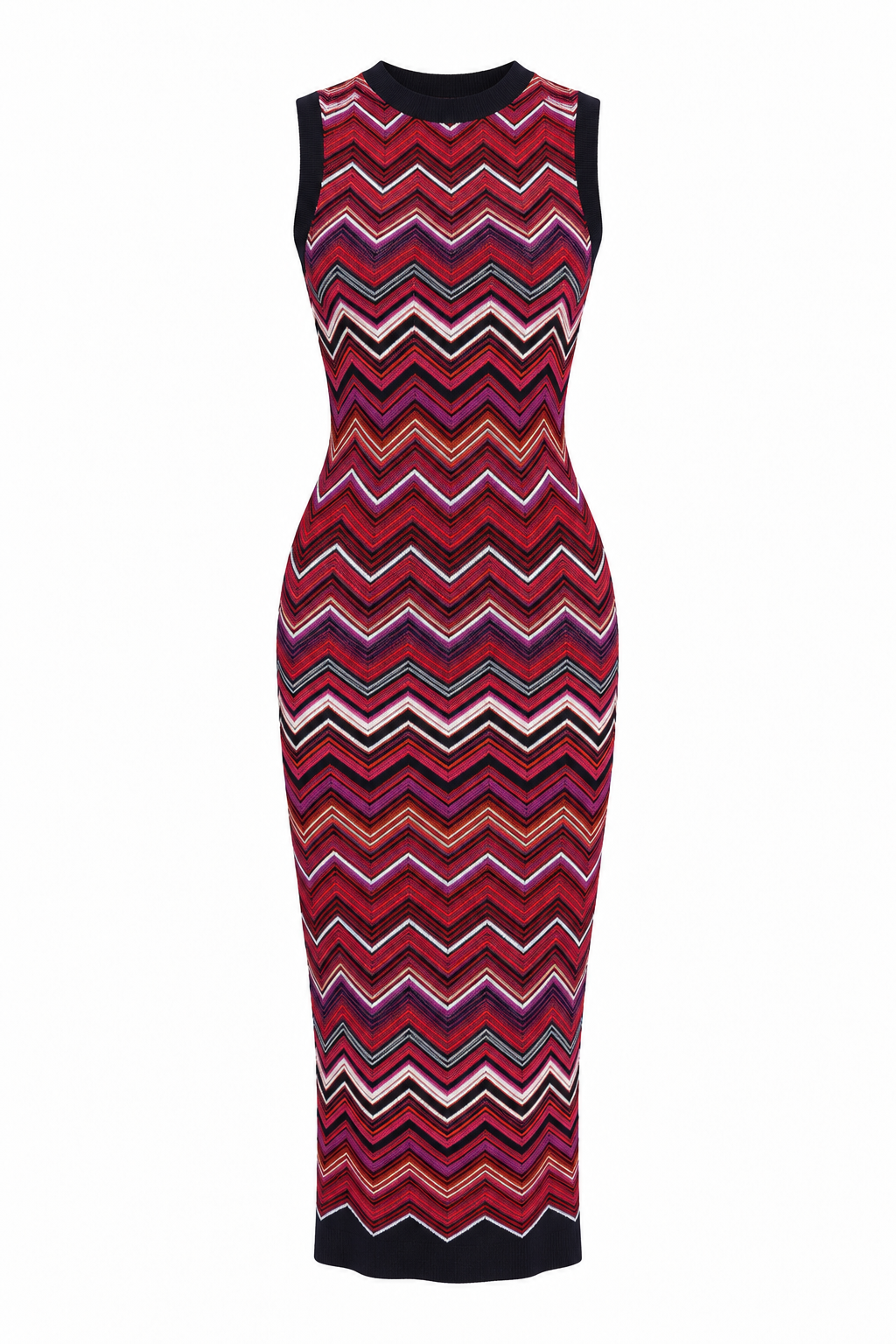 Missoni Red Chevron Knit Midi Dress