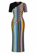 Missoni Multicolor Patchwork Knit Midi Dress