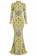 ETRO Vestido Maxi Amarillo con Estampado Paisley