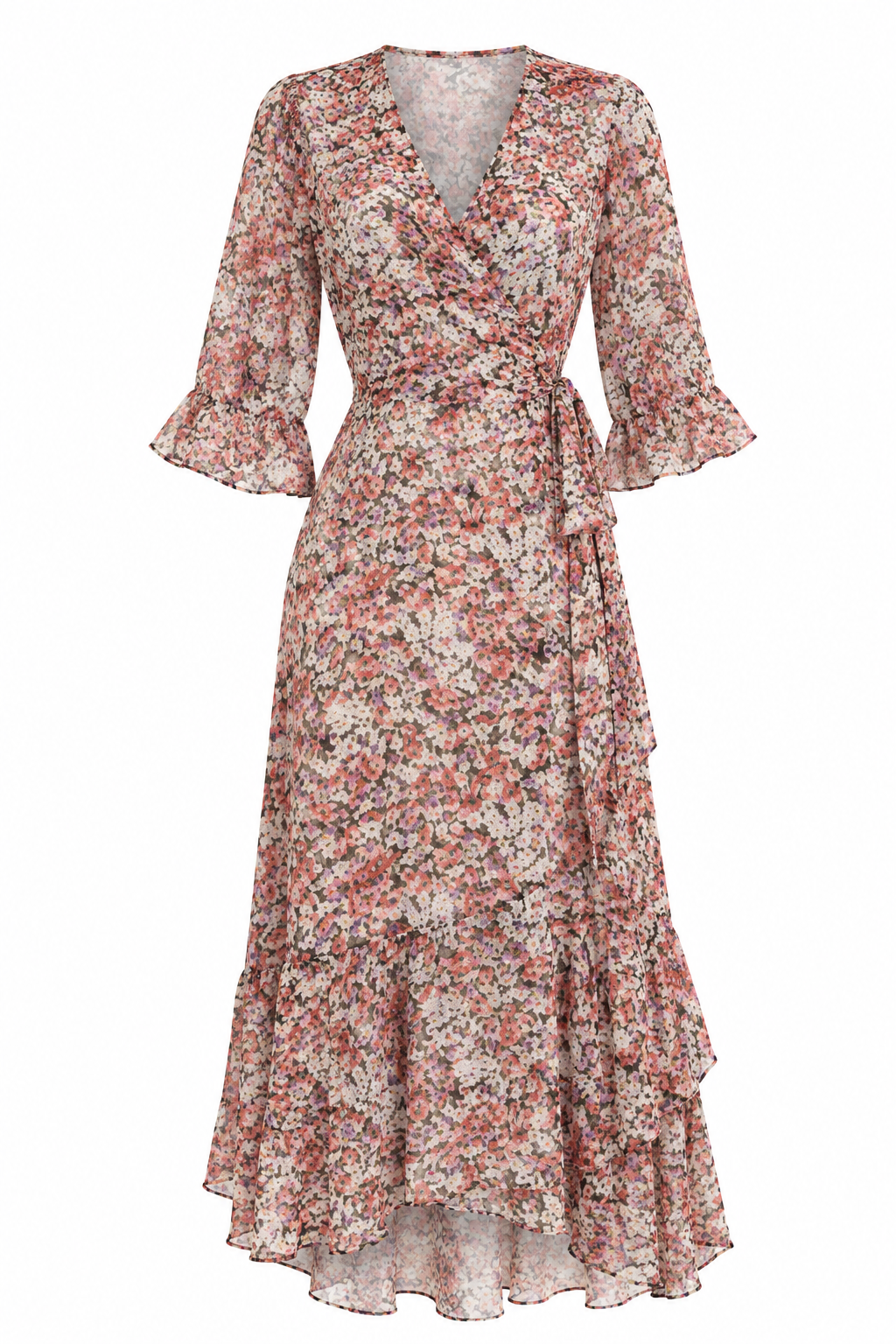 Vestido Maxi Floral con Volantes AllSaints