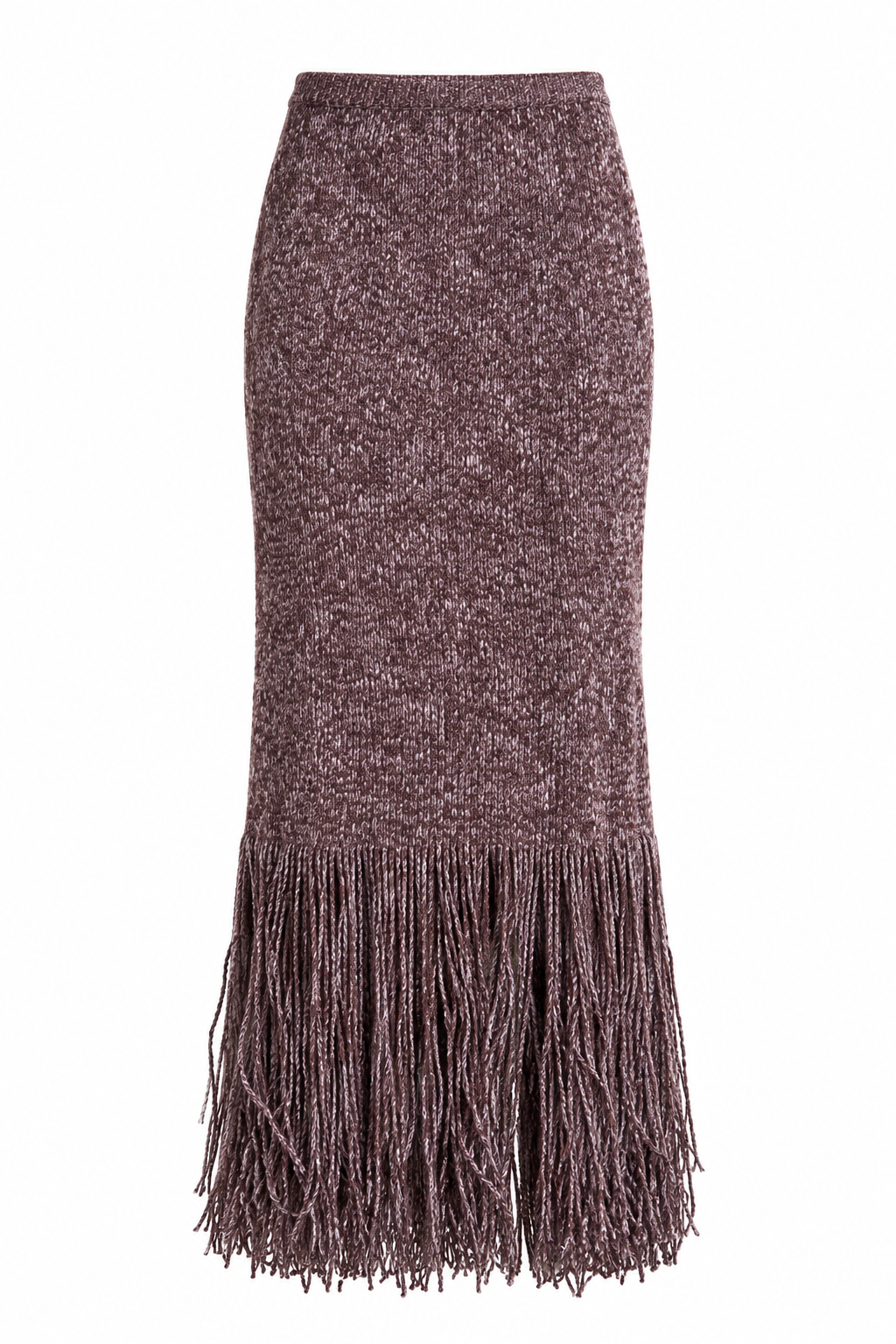 Zimmermann Brown Marled Knit Fringe Maxi Skirt