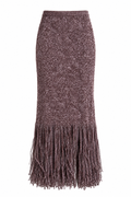 Zimmermann Brown Marled Knit Fringe Maxi Skirt