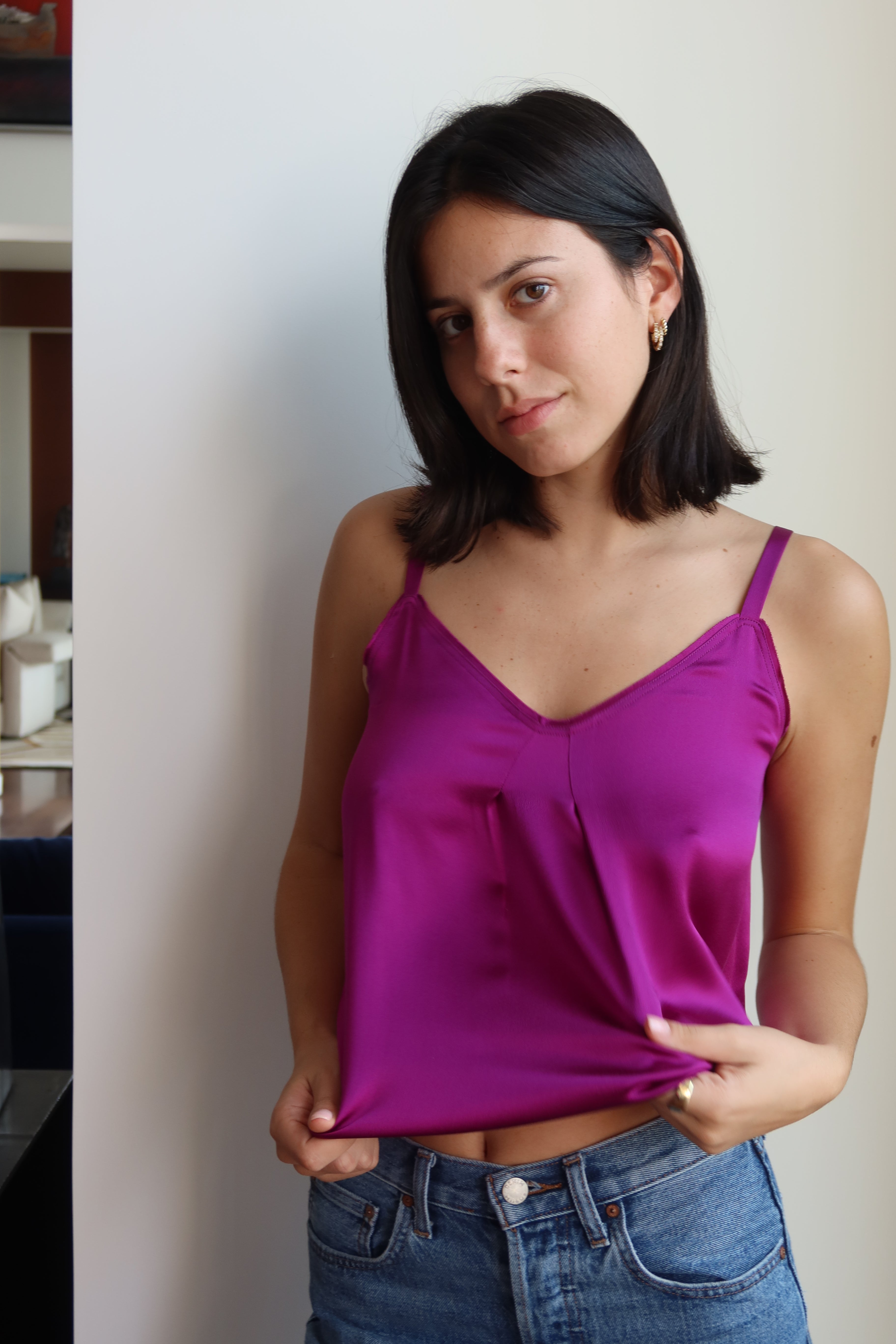 Vince Satin V-Neck Cami