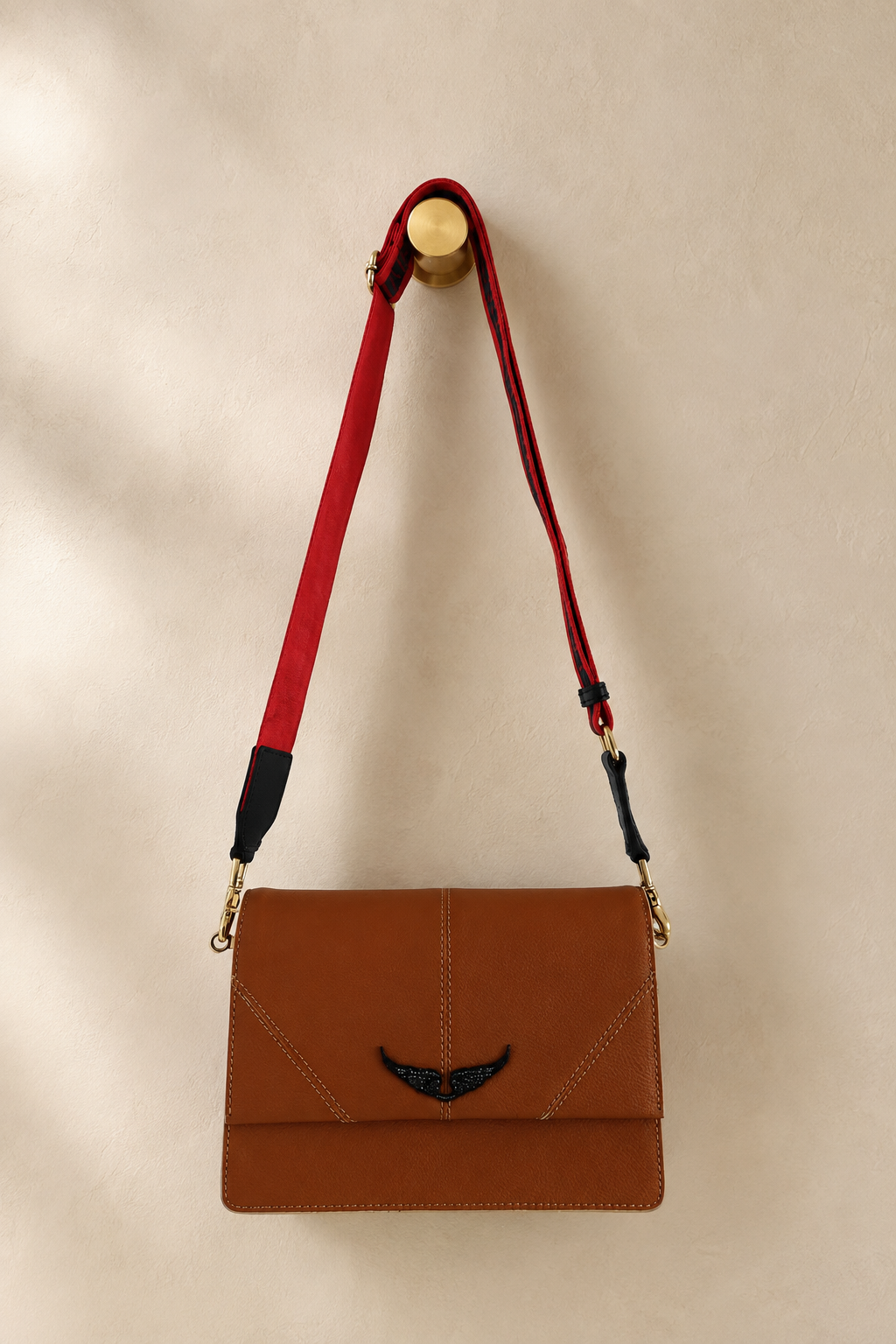 Zadig & Voltaire Cartera de Hombro de Cuero Camel