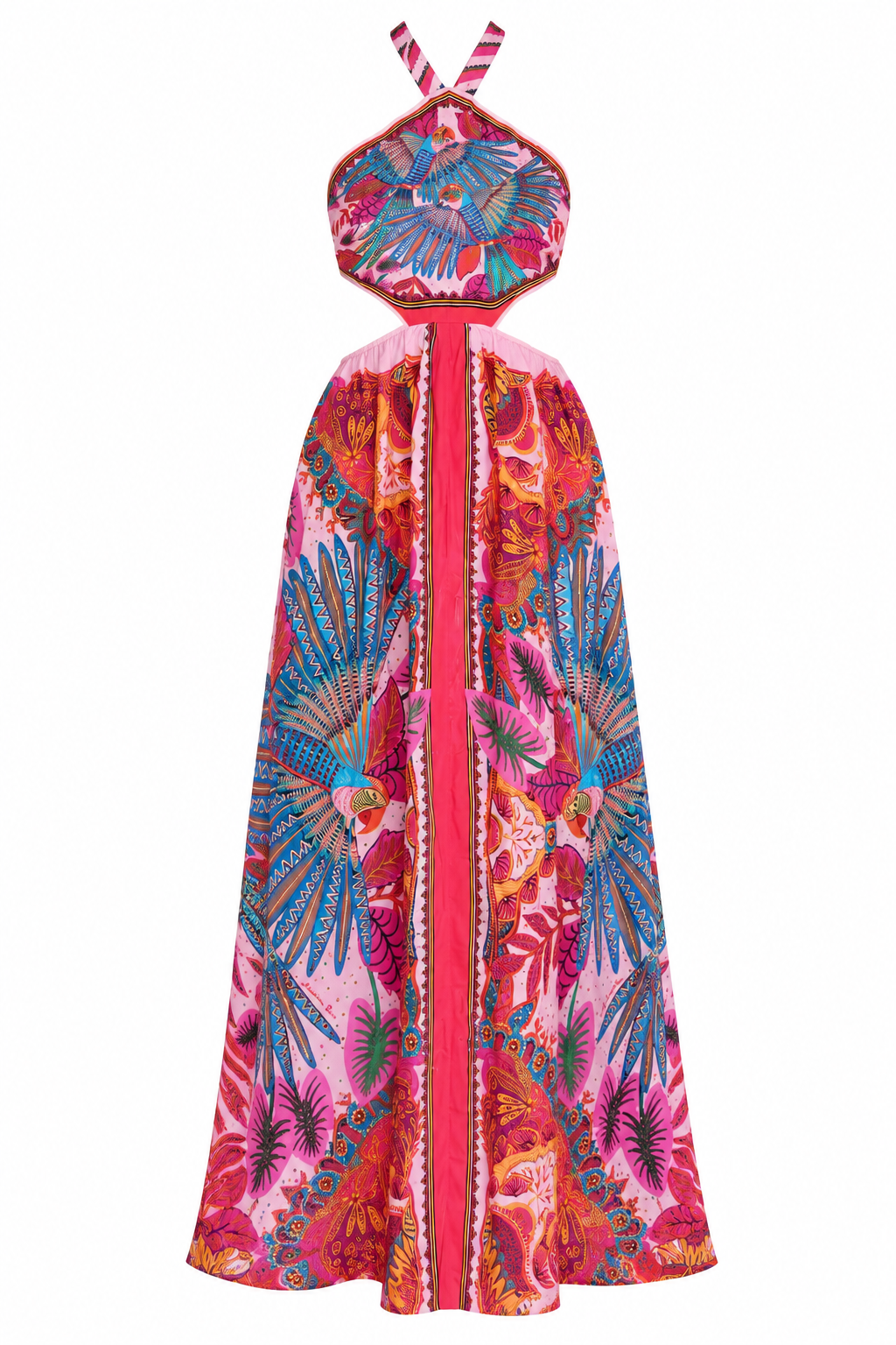 Vestido Largo Halter Tropical de FARM Rio