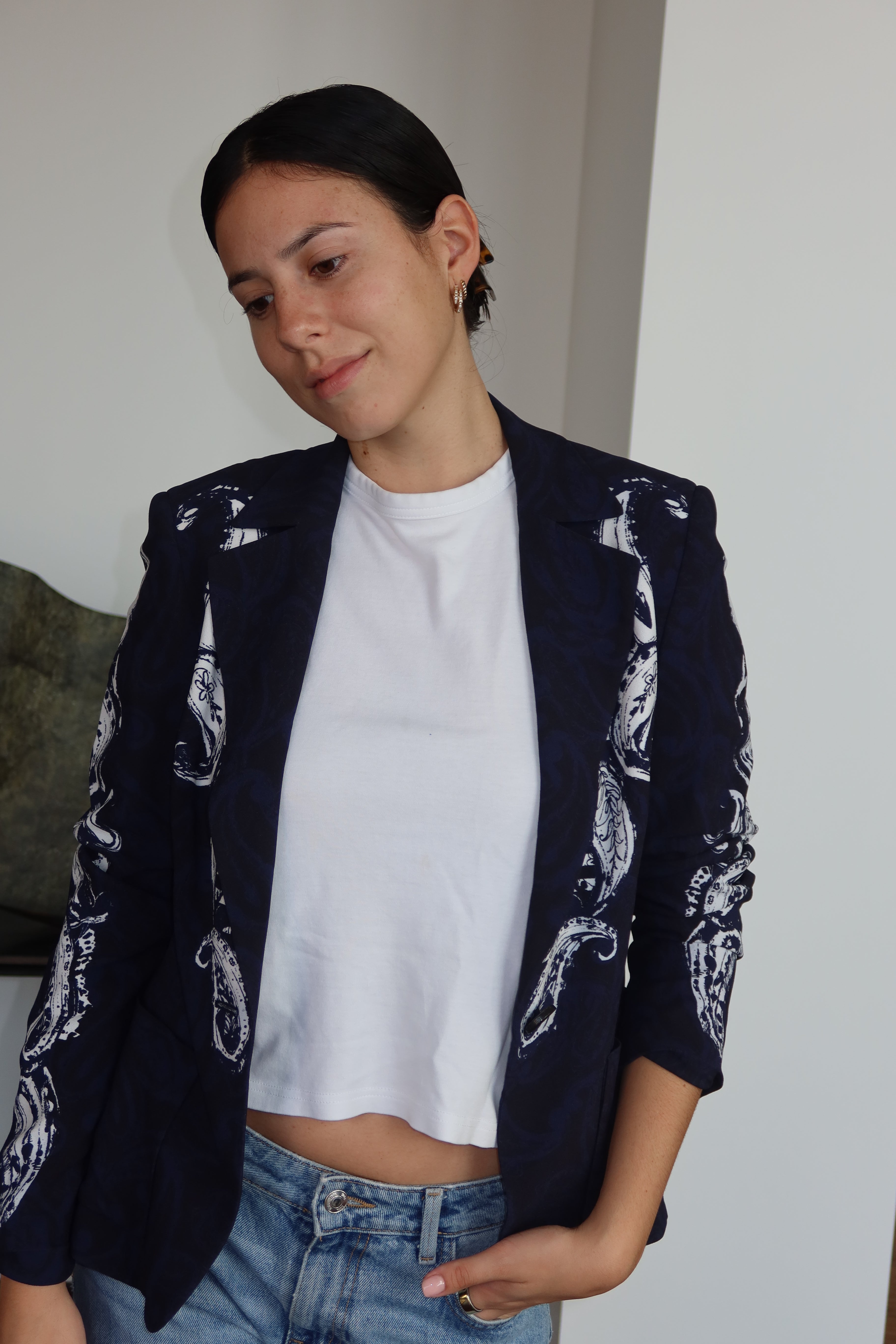 Escada Blue Printed Blazer