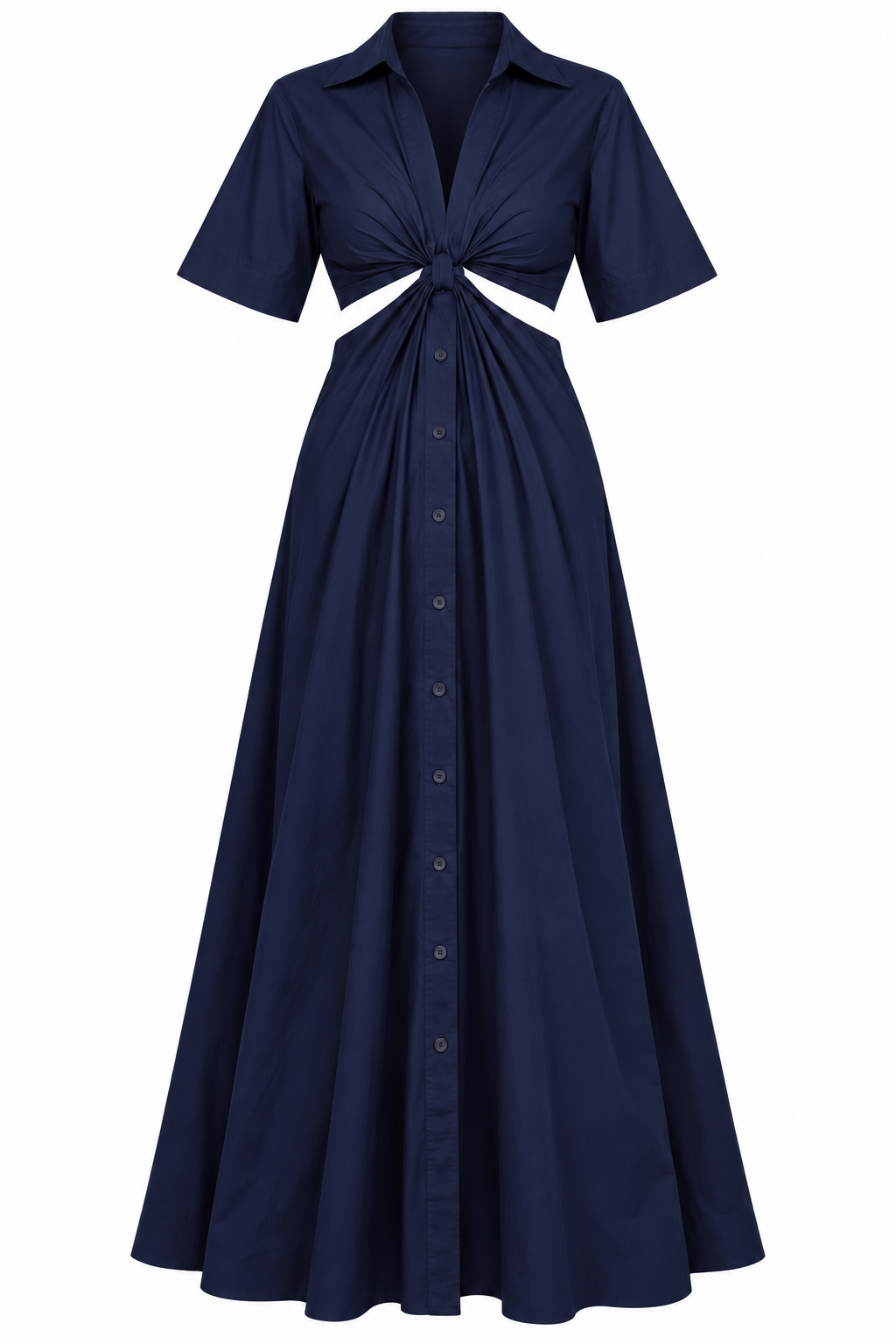A.L.C. Navy Cutout Twist-Front Shirt Dress