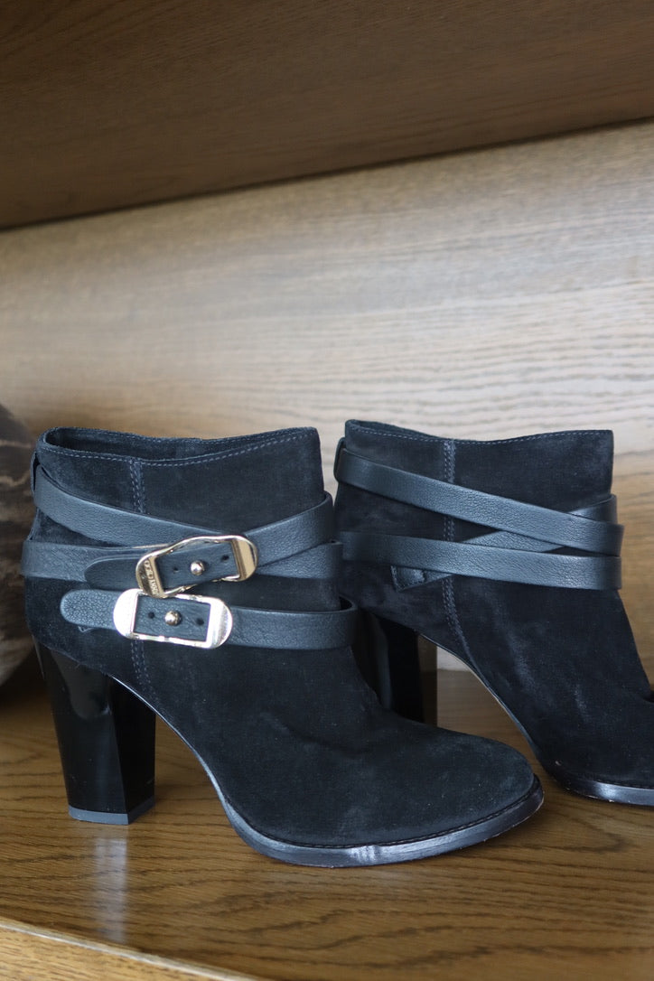 Jimmy Choo Black Suede Buckle Ankle Boots