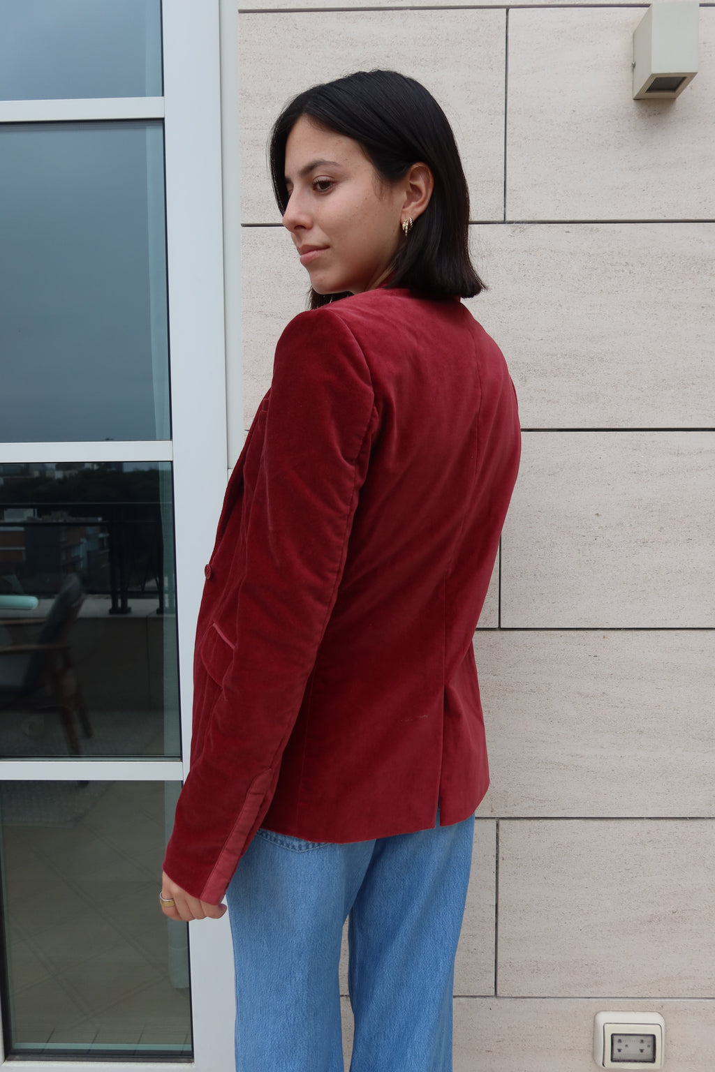 Zadig & Voltaire Burgundy Velvet Blazer