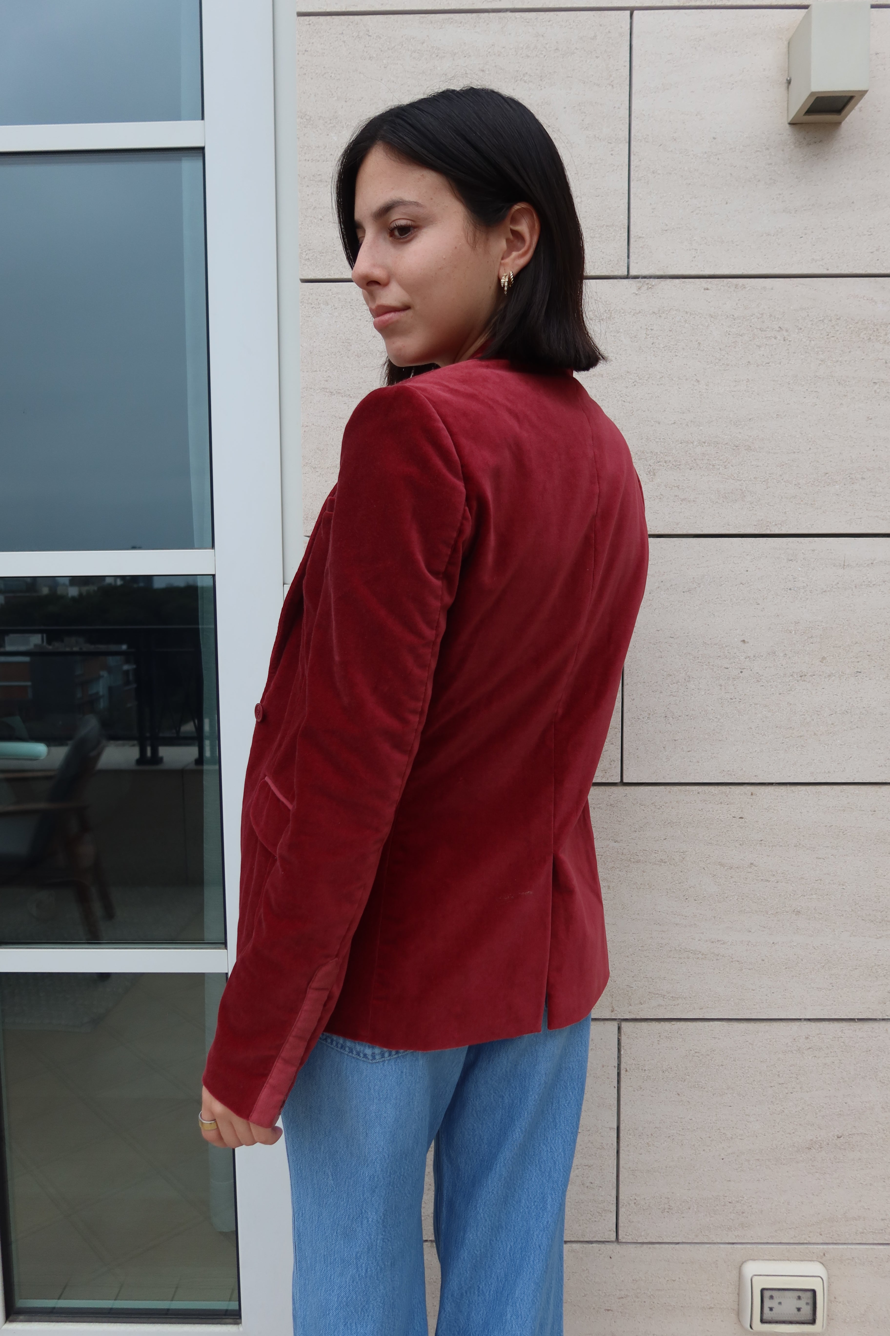 Zadig & Voltaire Burgundy Velvet Blazer