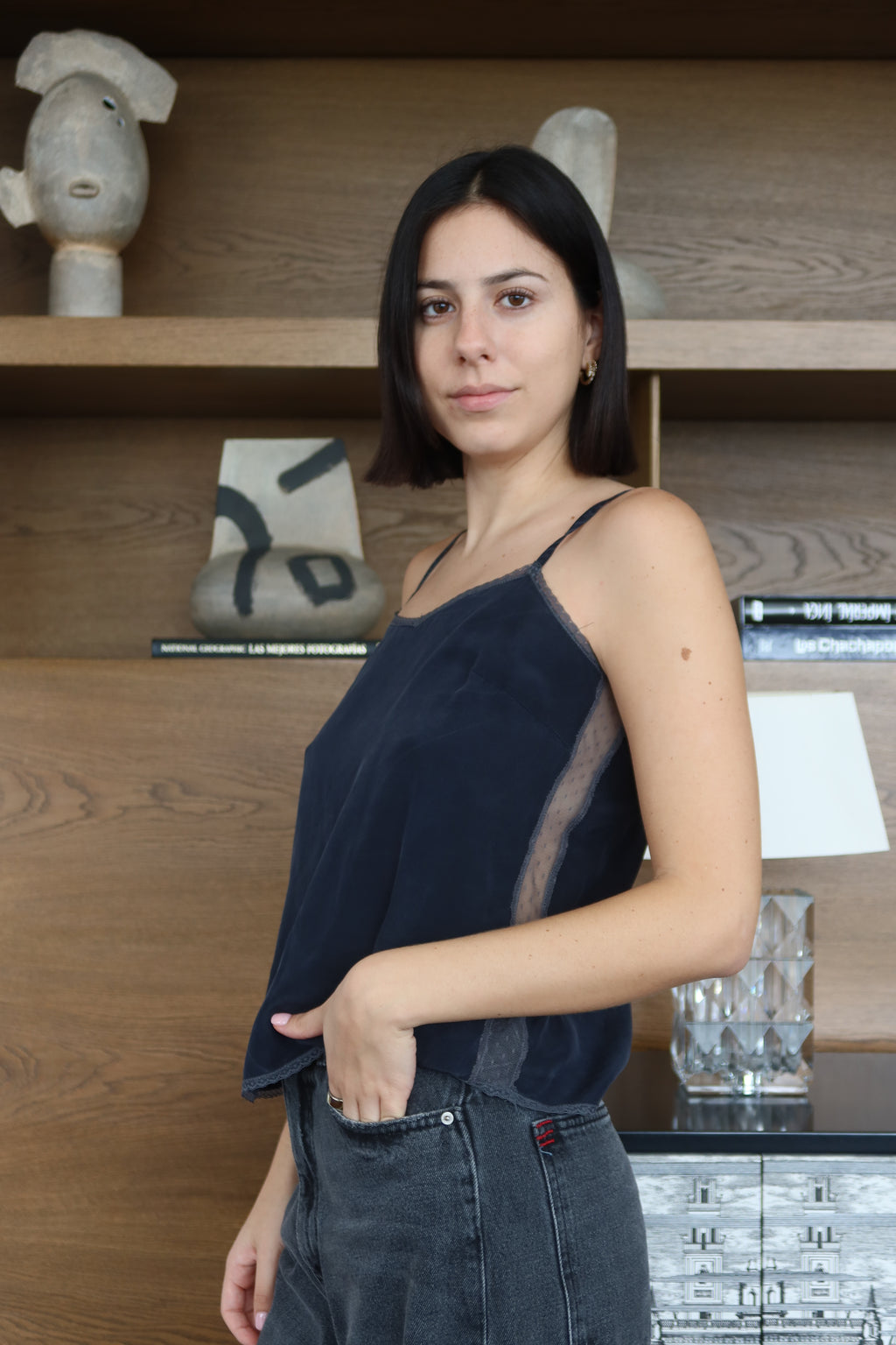 Zadig & Voltaire Navy Satin Camisole