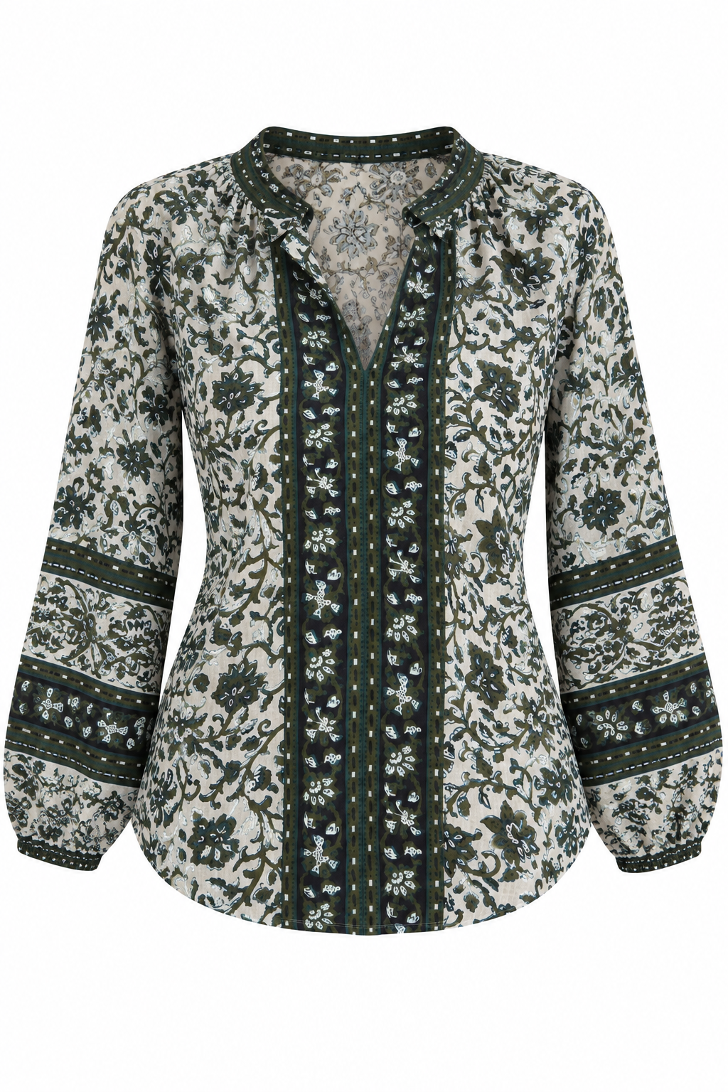 Veronica Beard Blusa Verde con Estampado Floral