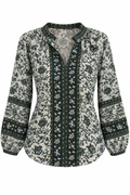 Veronica Beard Blusa Verde con Estampado Floral