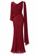 Vestido Largo Drapeado Borgoña de Baobab