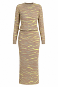 Stella McCartney Conjunto de Punto Beige con Estampado de Cebra
