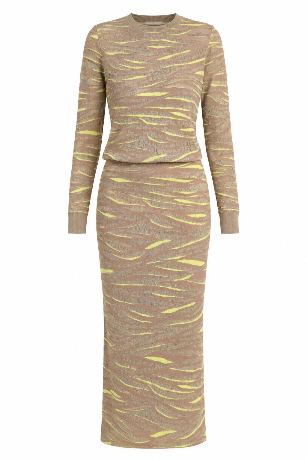 Stella McCartney Conjunto de Punto Beige con Estampado de Cebra